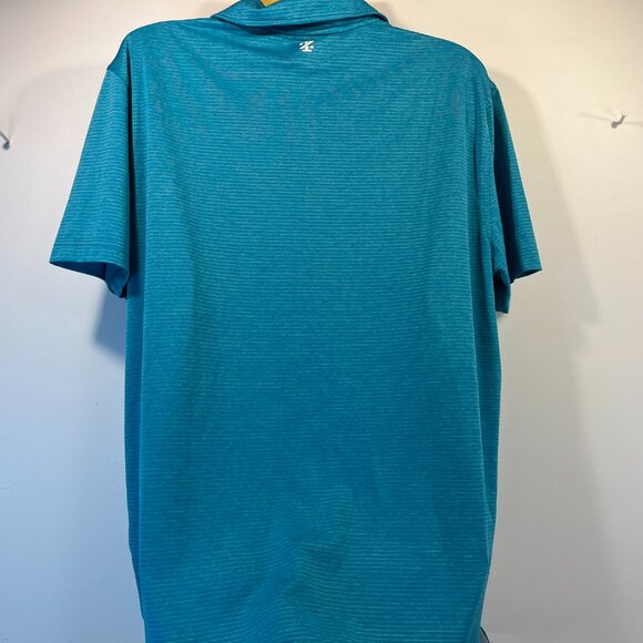 IZOD Men's Teal Striped Golf Performance Polo – Size Large - Picture 5 of 6